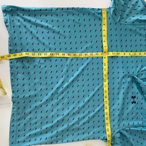 Under Armour The Playoff Polo Shirt Mens XL Blue Geometric Print Golfing Golf - Picture 4 of 5